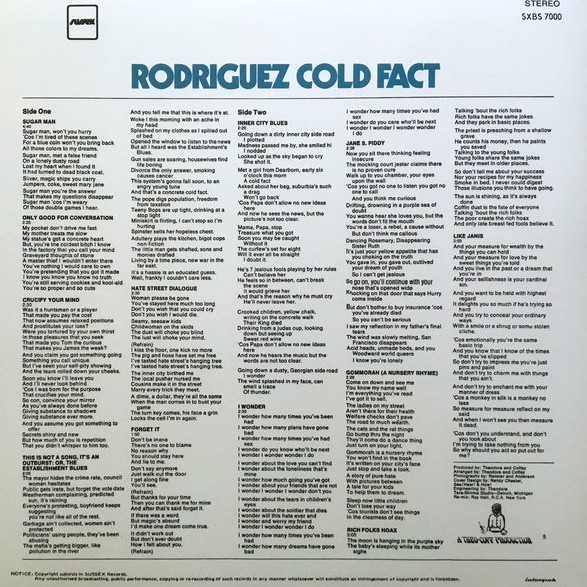 Cold Fact (South Africa 1974) Back Cover
